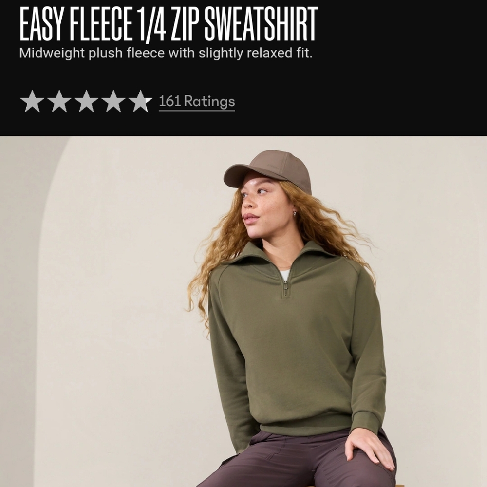 Athleta Easy Fleece 1/4 Zip Sweatshirt Size Medium NWT - Picture 2 of 6